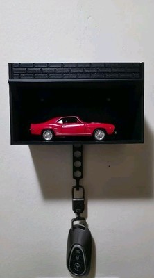Black Wall Mounted Diecast Car Garage &amp; Key Holder For 1:32, 1:34, 1:36 ... - $34.99