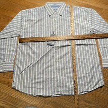 Y2K NEW Vintage Koman Blue Paisley Striped Button Shirt Long Sleeve Mens... - $14.85