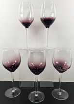 (5) Pier 1 Purple Crackle White Wine Glasses Set Elegant Clear Tall Stemware Lot - £129.90 GBP