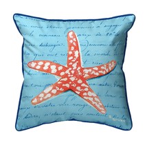 Betsy Drake Coral Starfish Extra Large 22 X 22 Indoor Outdoor Blue Pillow - £54.48 GBP