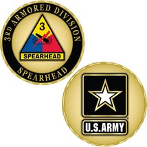CH1077 Gold U.S. Army 3rd Armored Division Spearhead Challenge Coin (1-5/8&#39;&#39;) - £12.67 GBP