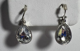 Jewelry Earrings  Dangles Acrylic Tear Drop Silver tone Pierced Vintage 1950s - £2.39 GBP