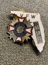 VFW Fiftieth Anniversary Pin KG JD Veterans of Foreign Wars Lapel Hat - £9.57 GBP