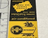 Front Strike Matchbook Cover Griffin’s Restaurant  Avon Park, FL  gmg  U... - £9.89 GBP