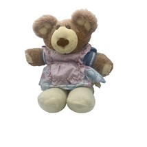 Vintage 1983 Furskins Plush 22in Teddy Bear Xavier Roberts Floral Apron Shoes - £29.96 GBP