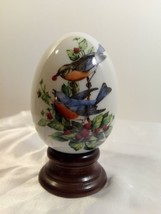 Vintage 1984 Avon Porcelain Egg with Wooden Stand-Four Seasons Series: Summer - £12.45 GBP