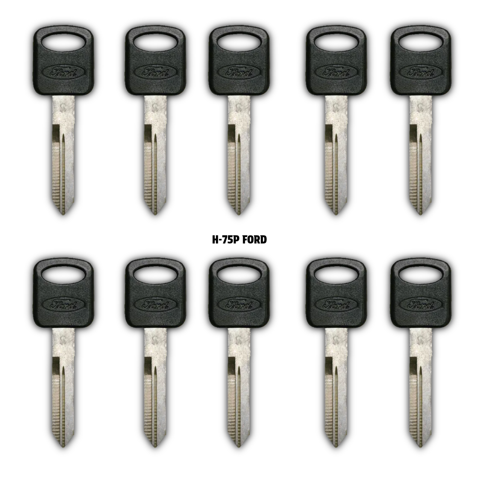 10X FORD H75-P PLASTIC HEAD KEY BLANKS