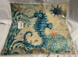 Nautical/Seahorse print pillowcase with zipper 17x17 inches - £3.75 GBP