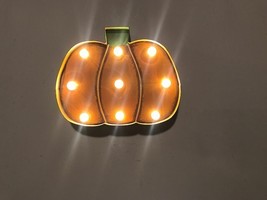 Pumpkin sitter with Led in distressed metal  - Battery Operated image 2