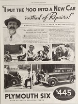 1933 Print Ad Plymouth Six Four Door Cars $445 FOB Detroit,Michigan - £14.81 GBP