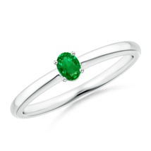 Angara Lab-Grown 0.12 Ct Classic Solitaire Oval Emerald Promise Ring in ... - £177.61 GBP