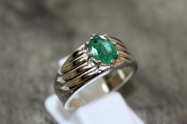 925 Silver Emerald Ring Men 2.5 Ct Emerald Engagement Ring Natural - £70.55 GBP