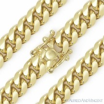 9.7mm Miami Cuban Link 925 Sterling Silver 14k Yellow Gold-Plated Chain Bracelet - £138.93 GBP+