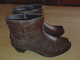 EASY STREET COMFORT WAVE LADIES BROWN FASHION ANKLE BOOTS-6.5M-WORN COUP... - £8.89 GBP