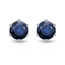 4CT Brilliant Cut Simulated Sapphire Solitaire Stud Earrings 14K White Gold Over - $43.00