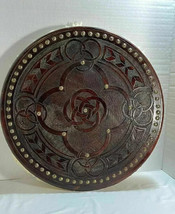 Medieval Engraved Wooden Viking Celtic Scottish Targe Round Shield Larp Gift - $108.88