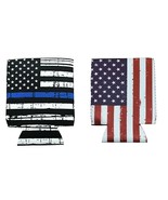 Thin Blue Line USA Flag Beverage Can Cooler Sleeves -  Beer Holder  - £8.69 GBP