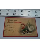 Home Treasure Greeting Card Happy Christmas Boy Pulling Duck in Snow To ... - £7.55 GBP