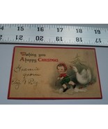 Home Treasure Greeting Card Happy Christmas Boy Pulling Duck in Snow To ... - €8,20 EUR