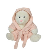 Build a Bear Teddy Plush White Pink Nose Classic Bathrobe Retired 14&quot; - $9.70 CAD