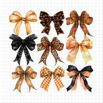 Bow Clipart PNG, Fall Halloween Ribbon PNG, Cute Aesthetic Bow PNG, Autu... - $2.50