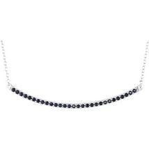 Authenticity Guarantee 
14k White Gold Blue Sapphire Bar Necklace - £628.29 GBP