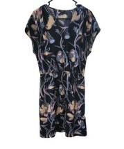 Halogen Medium Navy Floral Faux Wrap Dress Summer Spring Knee  - £14.47 GBP
