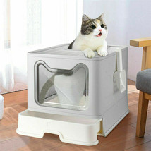 Large Cat Litter Box Top &amp;Front Entry Automatic Pet Toilet House Kitty Scoop Pan - £53.57 GBP
