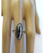 Vtg Sterling Silver Ring 7.75 Oval Black Stone Hematite Bell Trading Pos... - $44.99