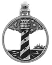 Jewelry Trends Cape Hatteras Lighthouse Sterling Silver Light House Pendant - £35.27 GBP