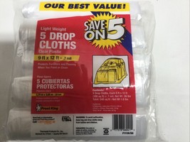 Frost King 5-Pack Light Weight Clear Plastic 12-ft x 9-ft Drop Cloths - £10.46 GBP