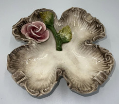 Capodimonte Rose Ash Tray Trinket Floral Petal Cross Mid Century Vintage - £11.18 GBP