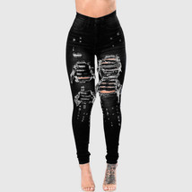 Stretch Skinny Ripped Hole High Waist Denim Jeggings - £32.85 GBP