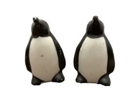 Salt &amp; Pepper Shakers Penguins Black White Ceramic 2.25 Inch Tall Vtg Ma... - £10.96 GBP