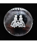 Vtg Signed Val St. Lambert Clear Etched Gemini Zodiac Paperweight - $29.99