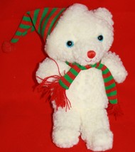 Ganz Plush Christmas Charm Teddy Bear 8&quot; Red Striped Hat Stuffed Animal ... - $14.52