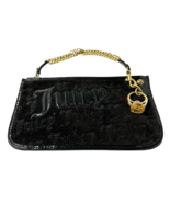 Vtg Juicy Couture Black Velour Leather Y2k Wristlet w/Ring + Carry Chain... - $56.95