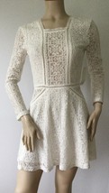 TOBI Ivory White Floral Lace Open Back Long Sleeve Dress (Size S) - £31.32 GBP