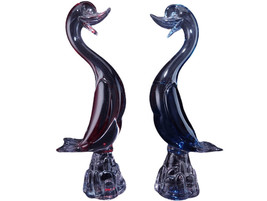 Mid Century Italian Murano Glass Ducks Sun colored amethyst - £222.09 GBP