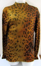 GIANNI VERSACE Leopard Shiny Ribbed Knit Long Sleeve Pullover Sweater Size 54 - £311.26 GBP
