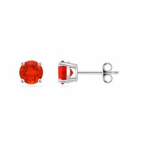 ANGARA 5mm Natural Fire Opal Stud Earrings in Sterling Silver for Women, Girl - £160.06 GBP+