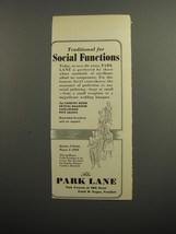 1952 The Park Lane Hotel Ad - Traditional for Social Functions - $18.49