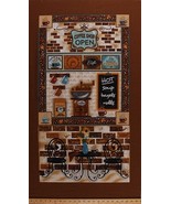 24&quot; X 44&quot; Panel Coffee House Shop Shoppe Restaurants Cotton Fabric Panel... - $136.39 MXN