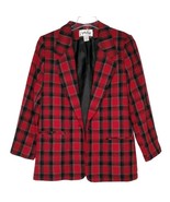 Jonathan Logan Size 14 Red Multi Color Wool Plaid Tweed Print Blazer Jacket - £34.64 GBP