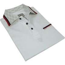 Men Sports Shirt DE-NIKO Short Sleeves Cotton Fashion Polo Shirt DBK113 White image 6