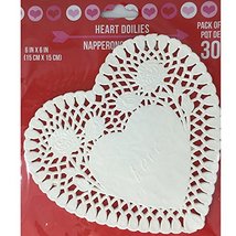 Heart Shaped Lace Doilies White 30 Ct 6&quot; - £6.19 GBP