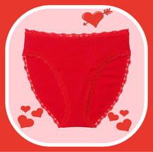 M L XL XXL Red Heart Pointelle Cotton Victorias Secret HighLeg Waist Brief Panty - £9.95 GBP