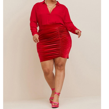 Torrid At The Knee Velvet Cinched Bodycon Skirt Jester Red Size 3X NWOT - $45.00