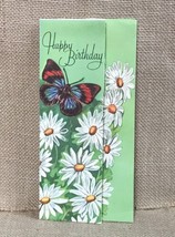 Vintage Butterfly Daisy Birthday Card Ephemera Junk Journaling Scrapbooking - $2.97