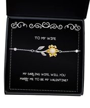 My Darling Wife, Will You Marry me to be My Valentine Wife Sunflower Bracelet, U - £38.45 GBP